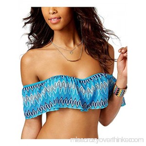 Hula Honey Womens Crochet Off-The-Shoulder Swim Top Separates Blue Multi B0793M14FQ